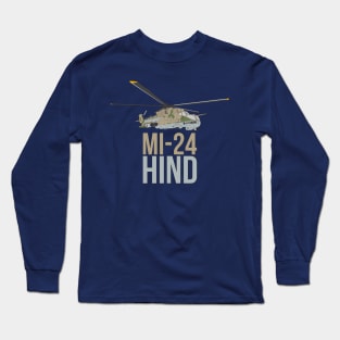 Mi-24 Hind helicopter gunship color version Long Sleeve T-Shirt